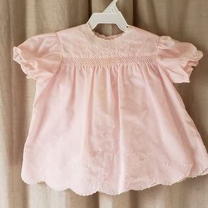 Vintage pink embroidered infant dress